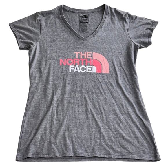 The North Face Gray V-Neck Tee Sz Medium Slim Fit Short Sleeve Top Outdoors - Picture 6 of 6